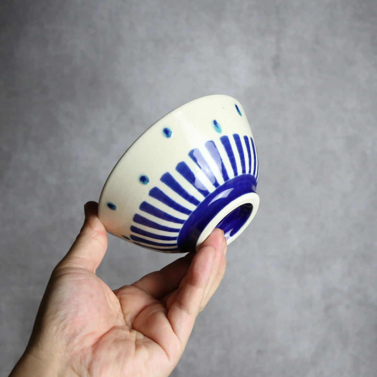 4寸マカイ 呉須釉 ストライプ やちむん 陶器 高江洲陶磁器