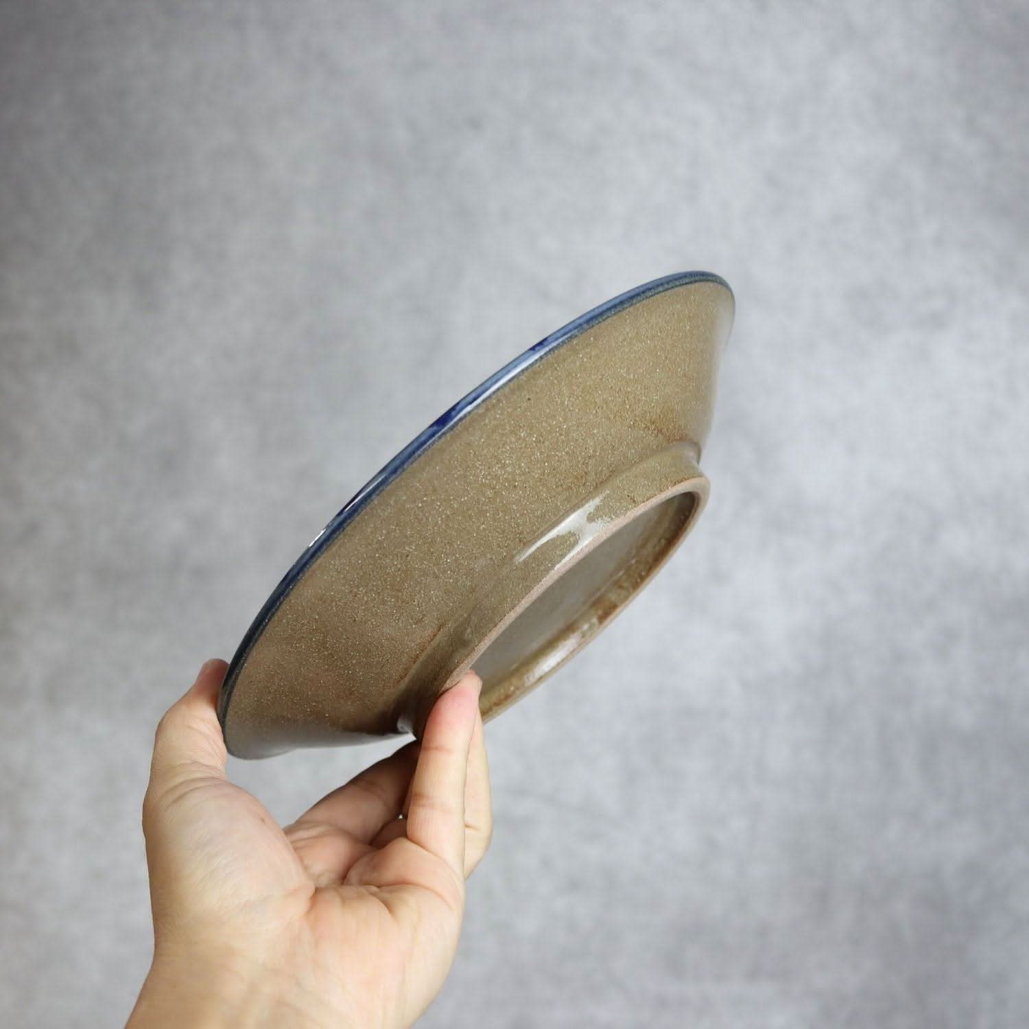 7寸皿 コバルト唐草 やちむん 陶器 陶眞窯 やちむん 陶器.