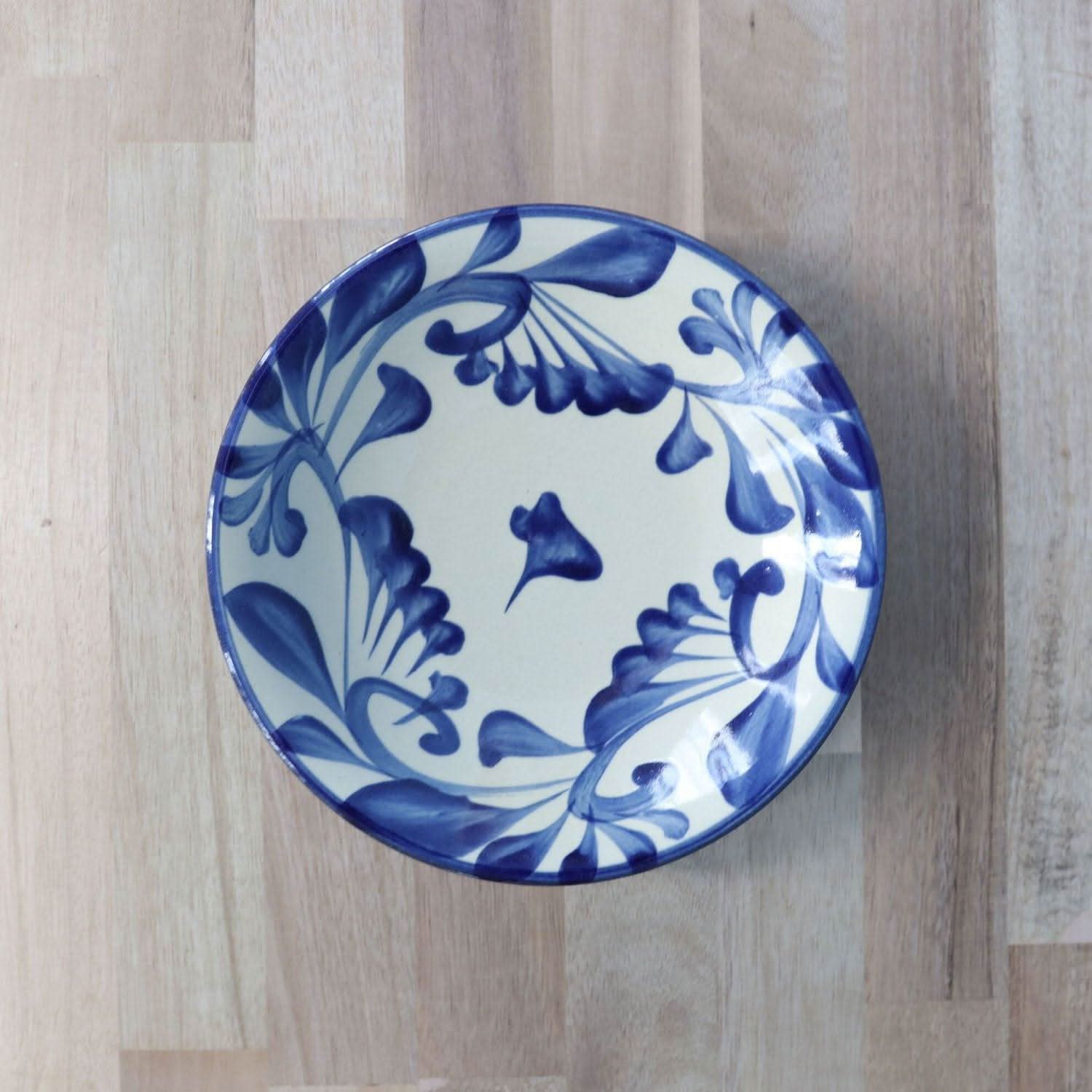7寸皿 コバルト唐草 やちむん 陶器 陶眞窯 やちむん 陶器.
