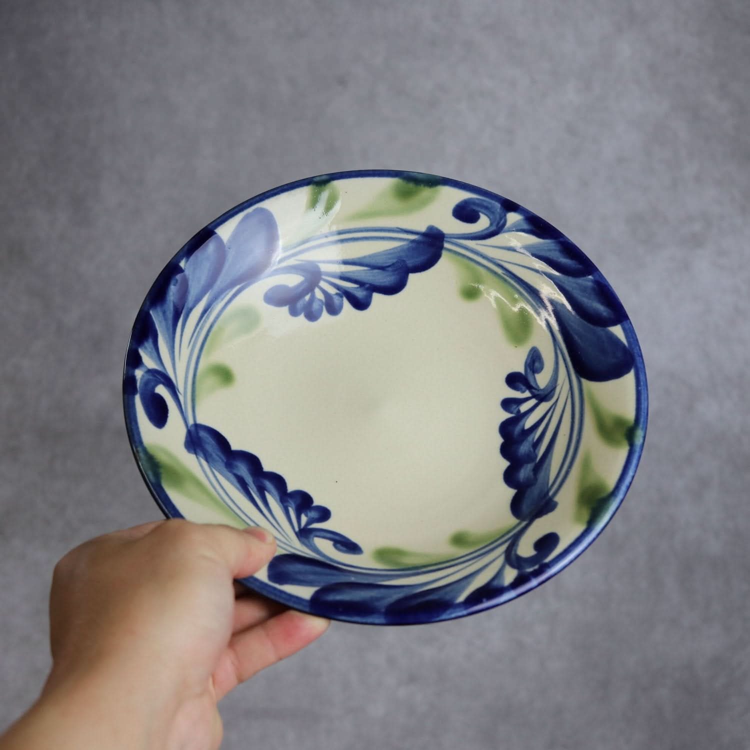 7寸皿 線引唐草 やちむん 陶器 陶眞窯 やちむん 陶器.