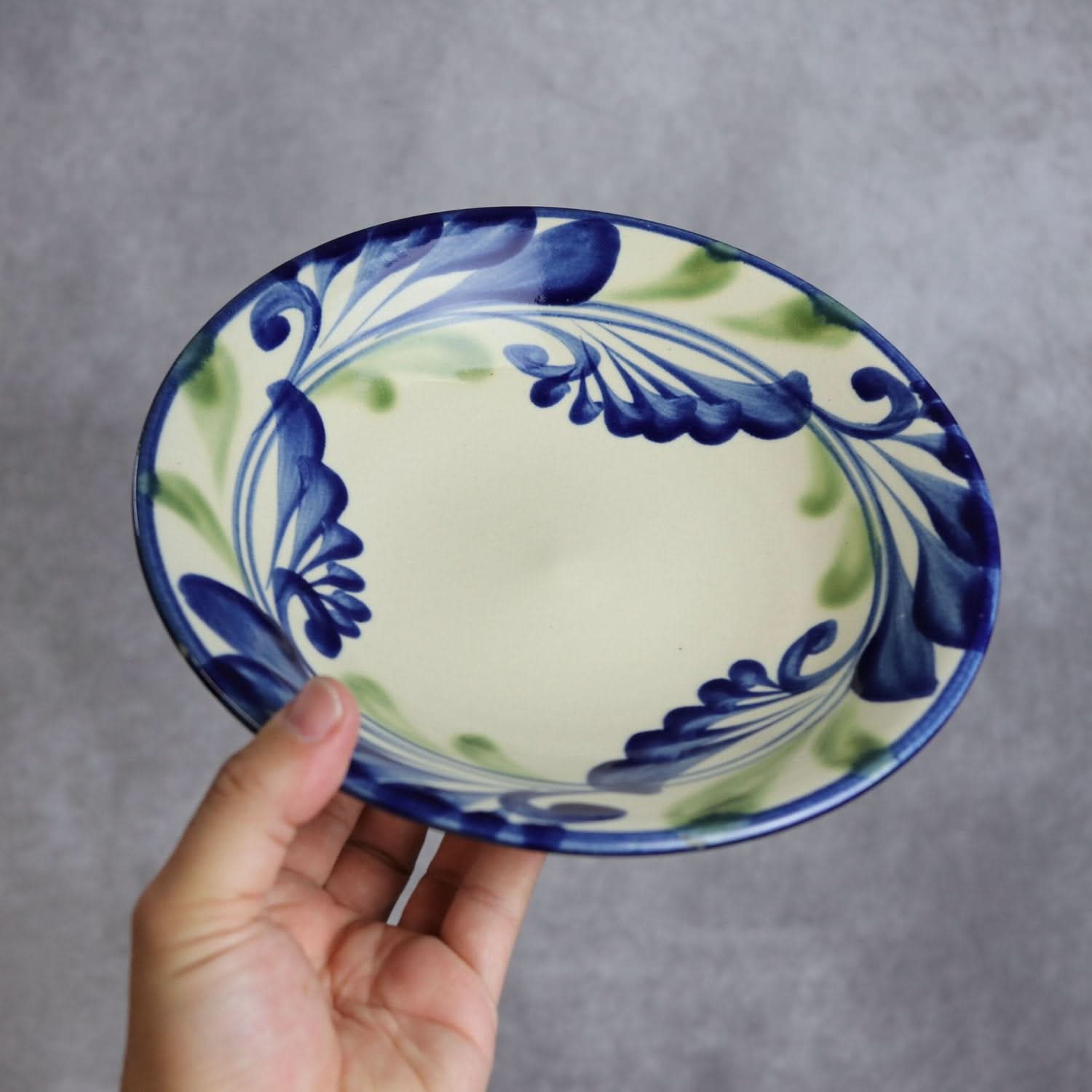 7寸皿 線引唐草 やちむん 陶器 陶眞窯 やちむん 陶器.