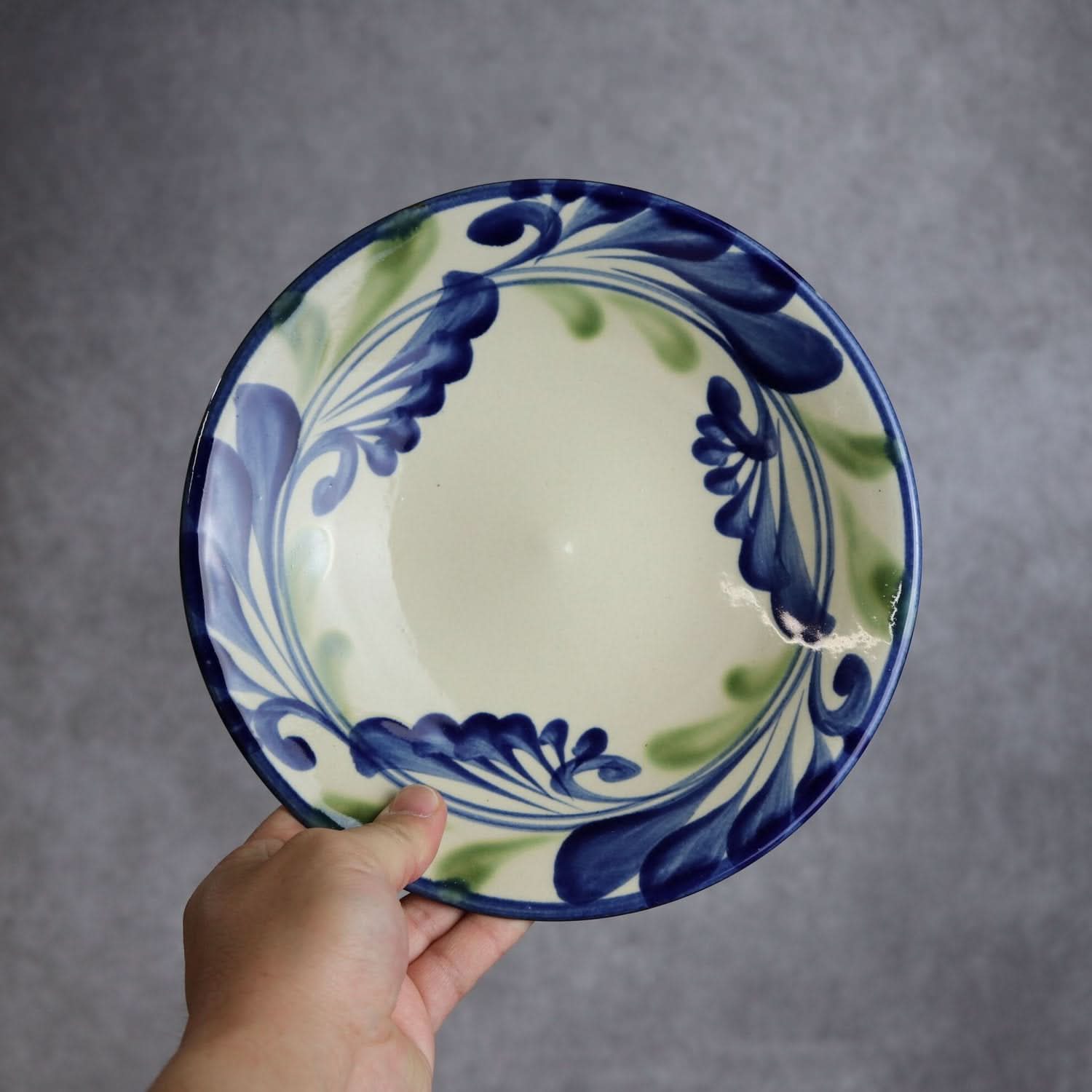 7寸皿 線引唐草 やちむん 陶器 陶眞窯 やちむん 陶器.