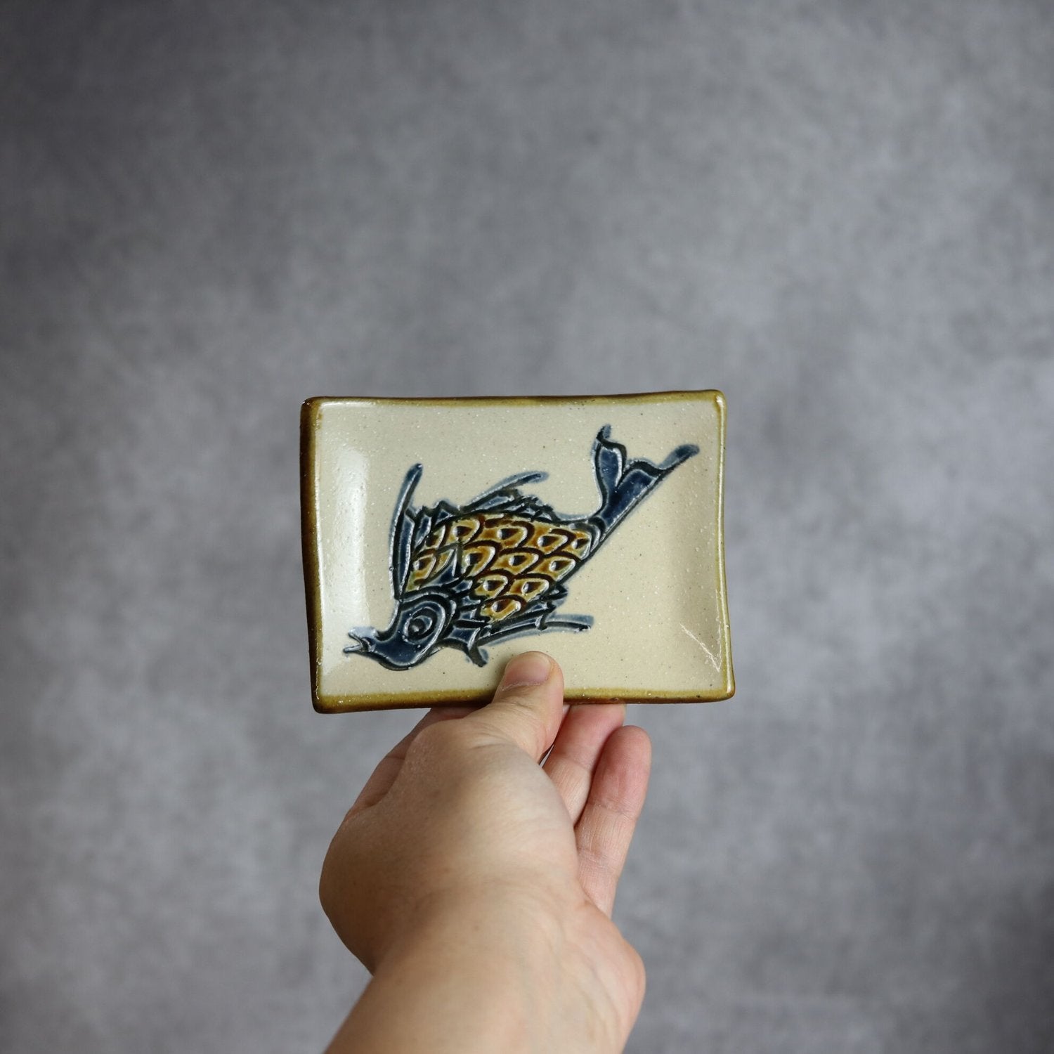 魚紋 長角皿(口8.5×12)