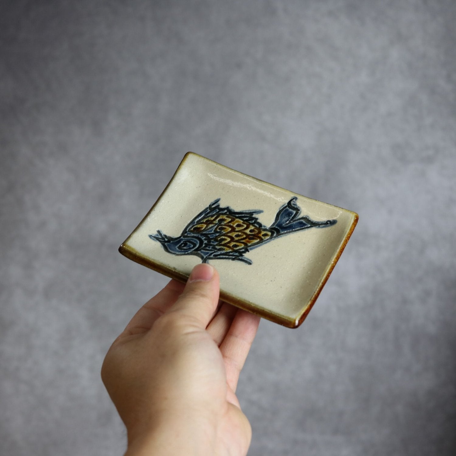 魚紋 長角皿(口8.5×12)
