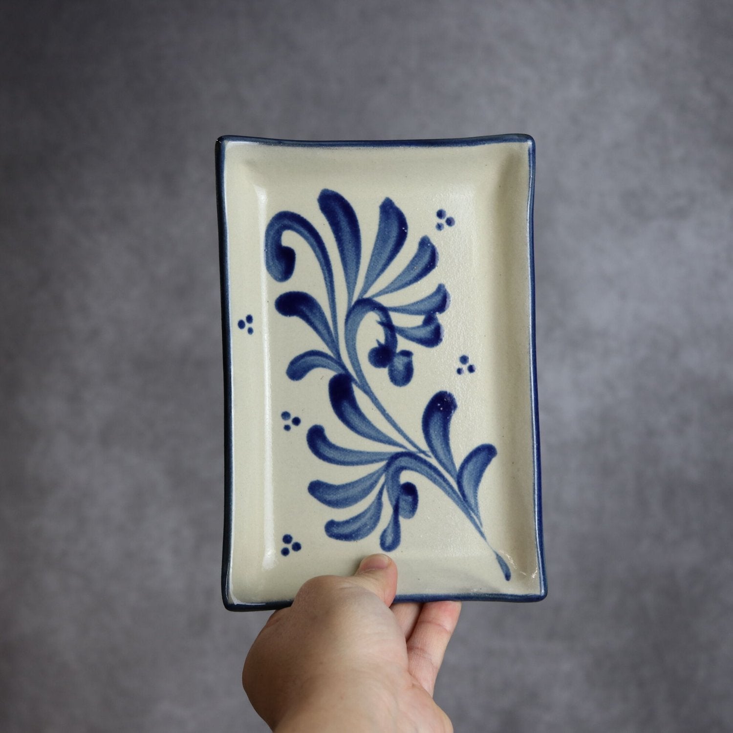 コバルト唐草 長角皿(13×20)