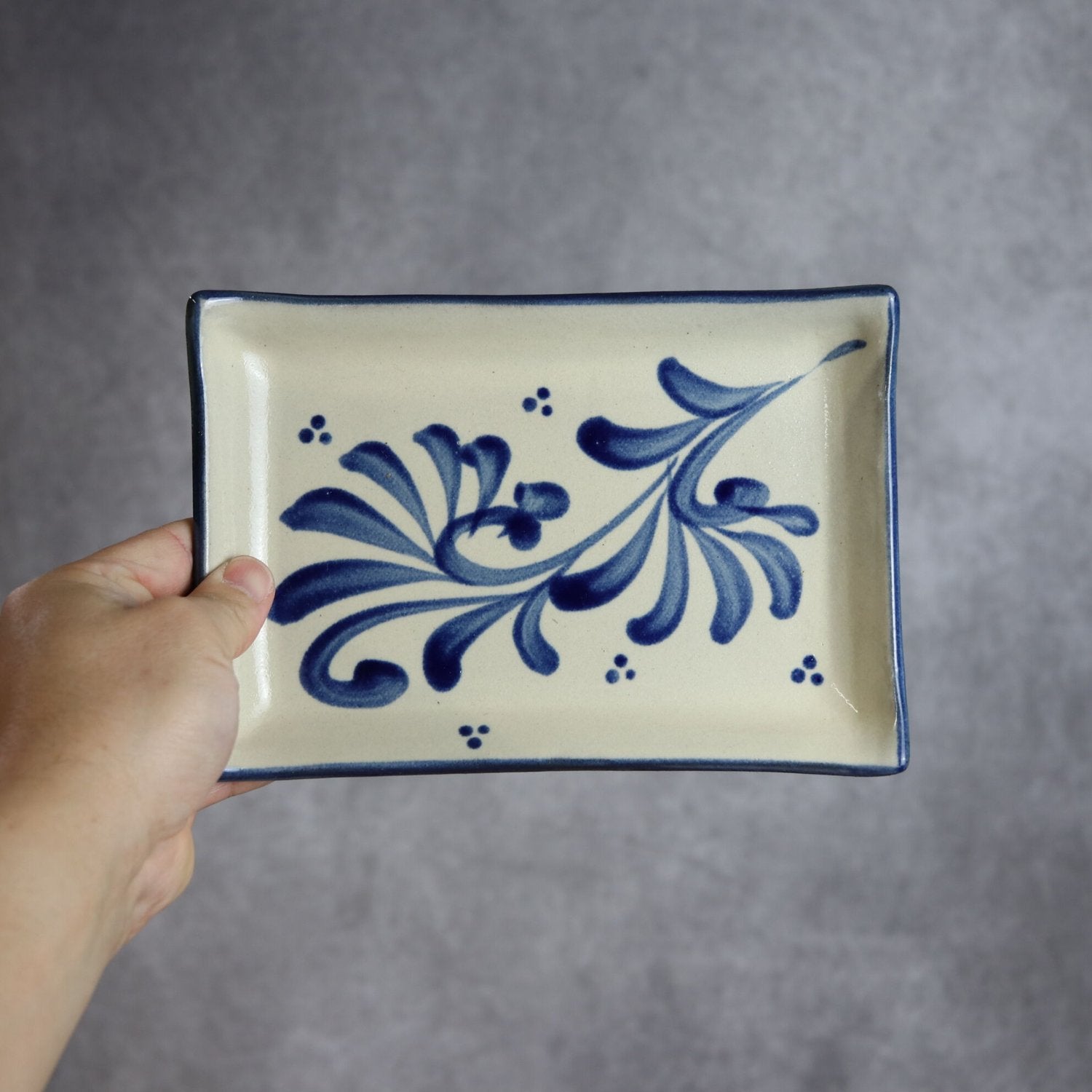 コバルト唐草 長角皿(13×20)