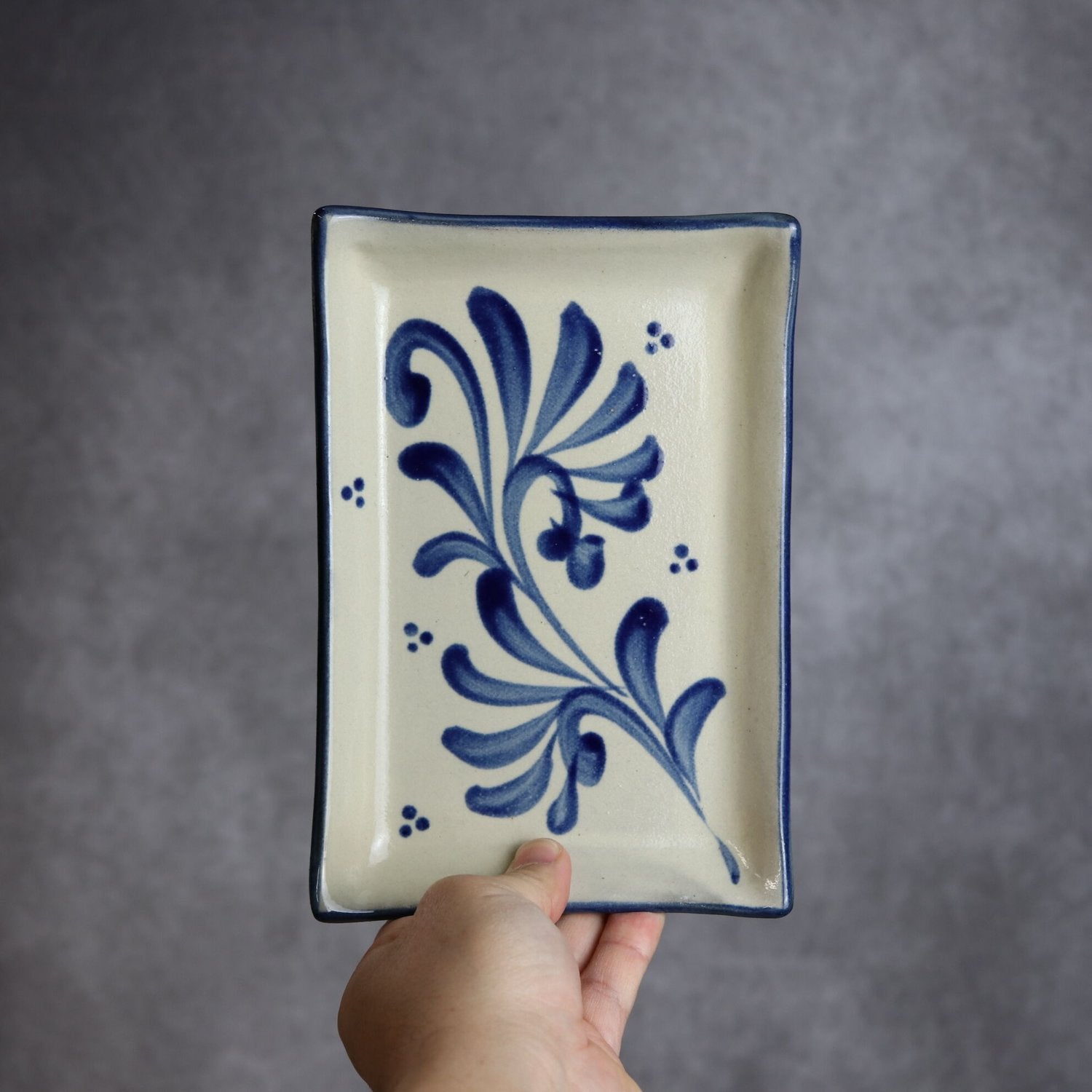コバルト唐草 長角皿(13×20)