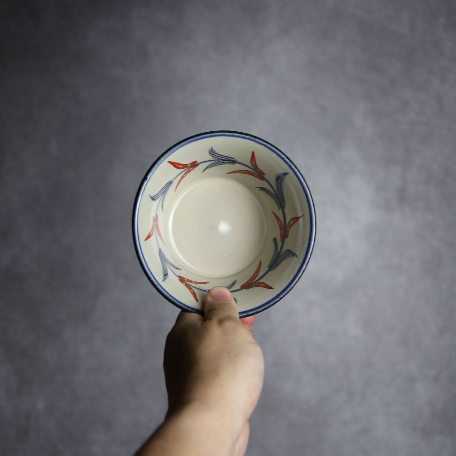 4寸鉢 赤絵ブーゲンビレア やちむん 陶器 陶眞窯 やちむん 陶器.