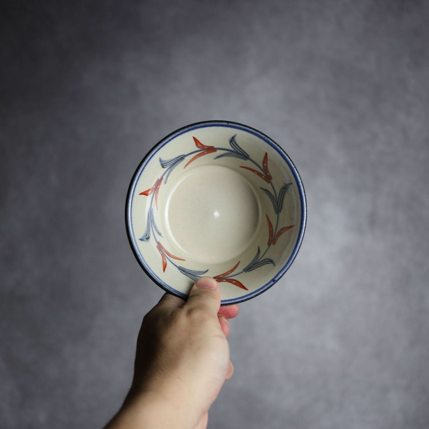 4寸鉢 赤絵ブーゲンビレア やちむん 陶器 陶眞窯 やちむん 陶器.