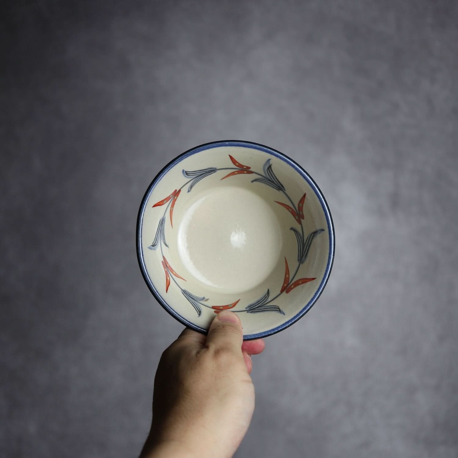 4寸鉢 赤絵ブーゲンビレア やちむん 陶器 陶眞窯 やちむん 陶器.