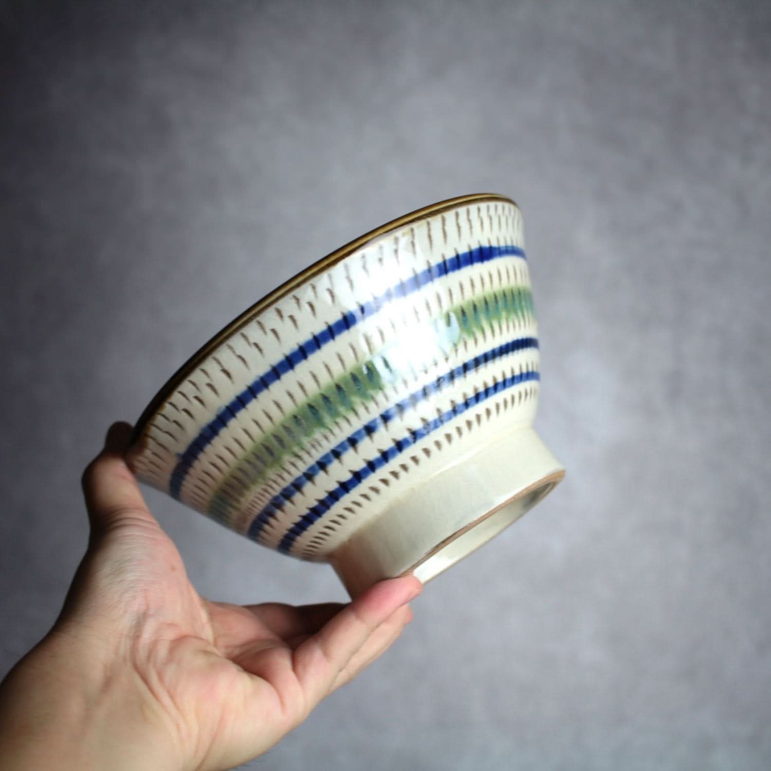 6寸マカイ 緑釉 飛鉋 輪紋 やちむん 陶器 幸陶器 やちむん 陶器.