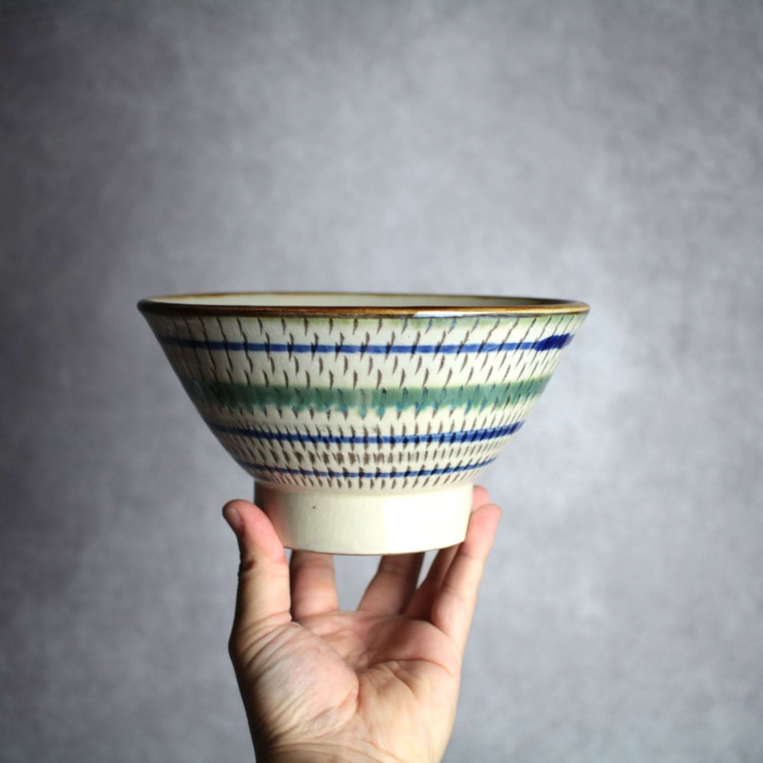 6寸マカイ 緑釉 飛鉋 輪紋 やちむん 陶器 幸陶器 やちむん 陶器.