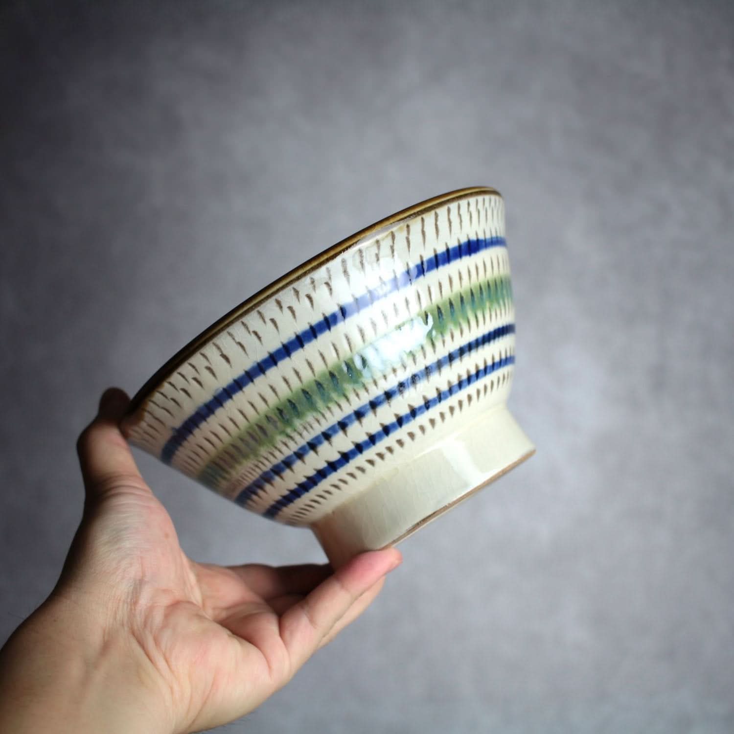 6寸マカイ 緑釉 飛鉋 輪紋 やちむん 陶器 幸陶器 やちむん 陶器.