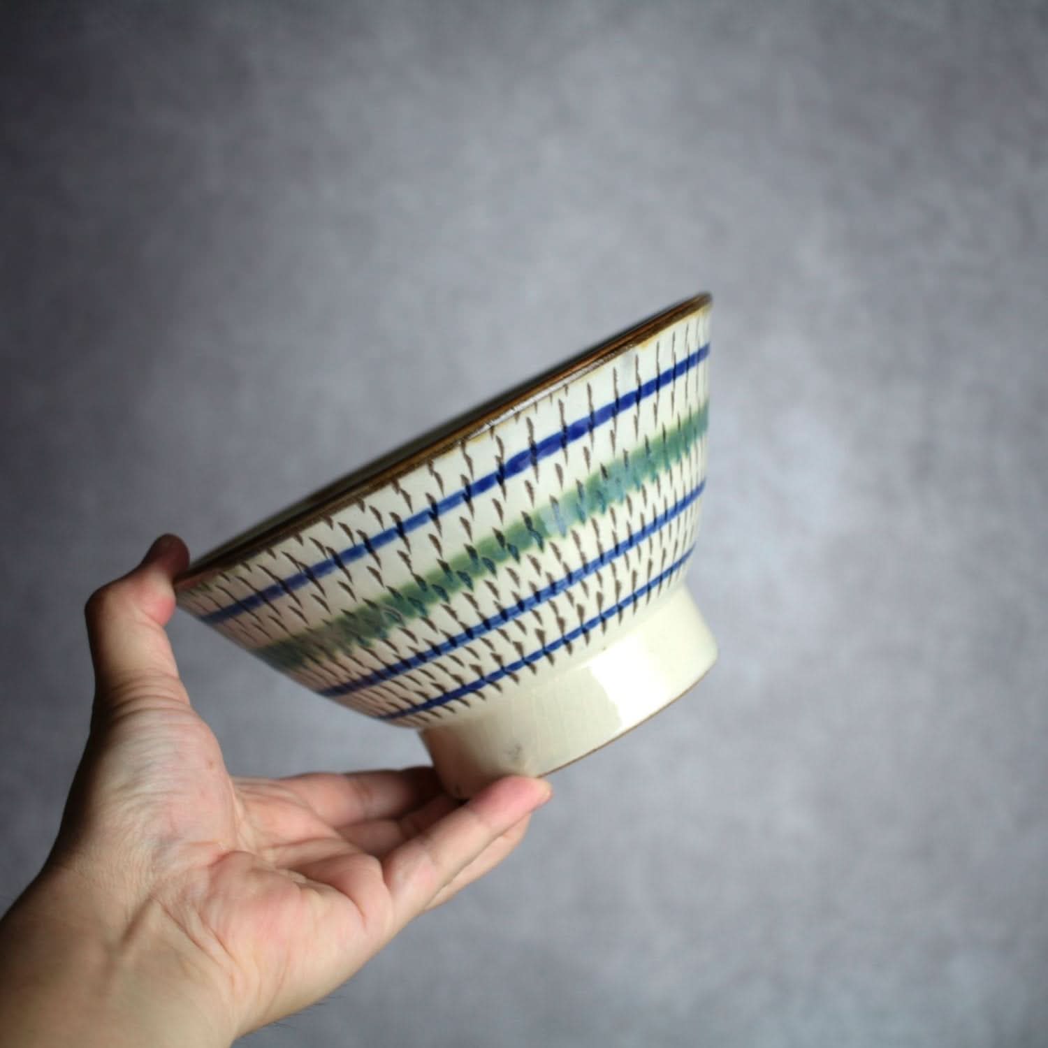 6寸マカイ 緑釉 飛鉋 輪紋 やちむん 陶器 幸陶器 やちむん 陶器.