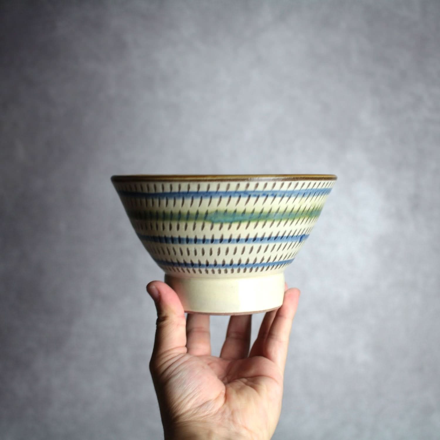 5寸マカイ 緑釉 飛鉋 輪紋 やちむん 陶器 幸陶器 やちむん 陶器.