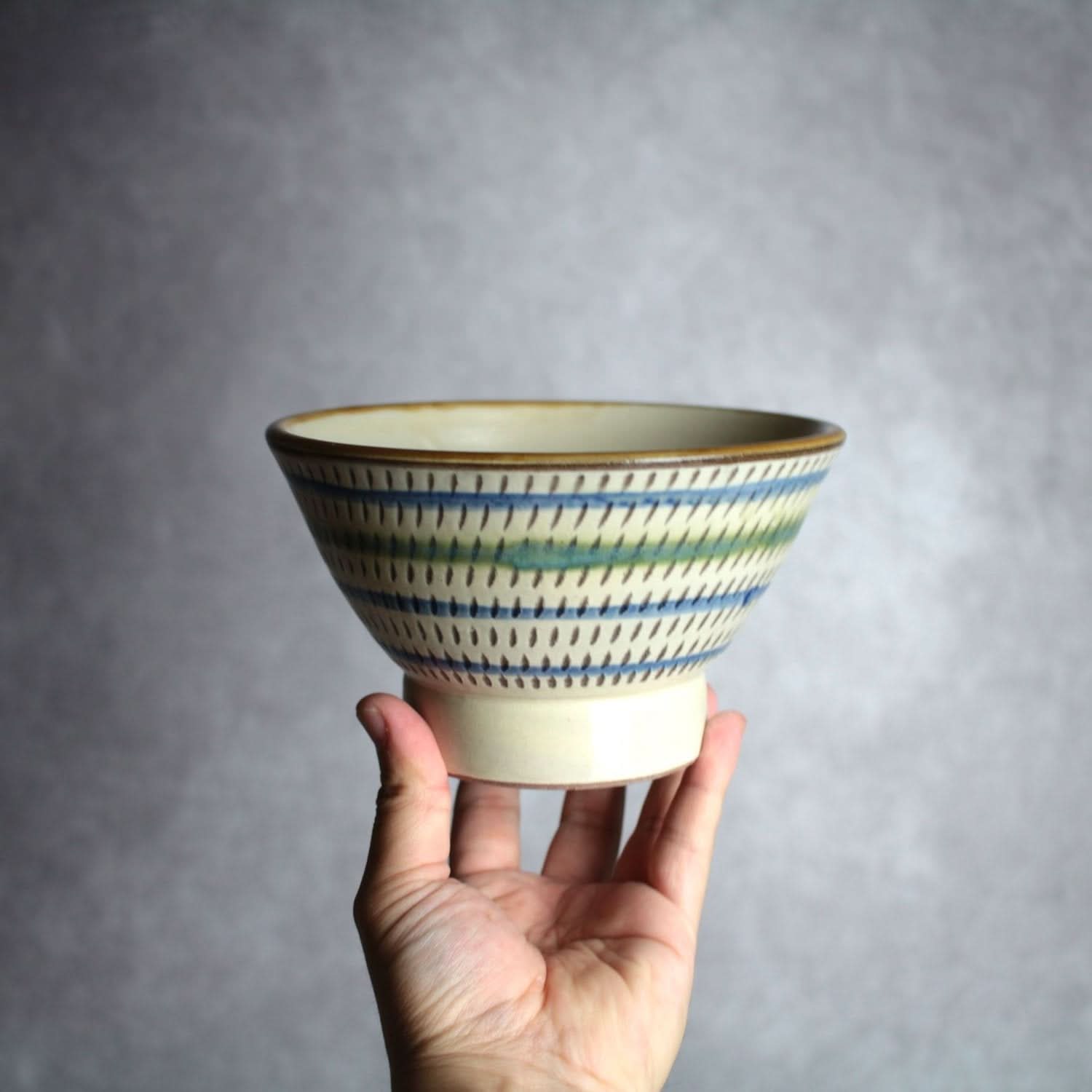 5寸マカイ 緑釉 飛鉋 輪紋 やちむん 陶器 幸陶器 やちむん 陶器.