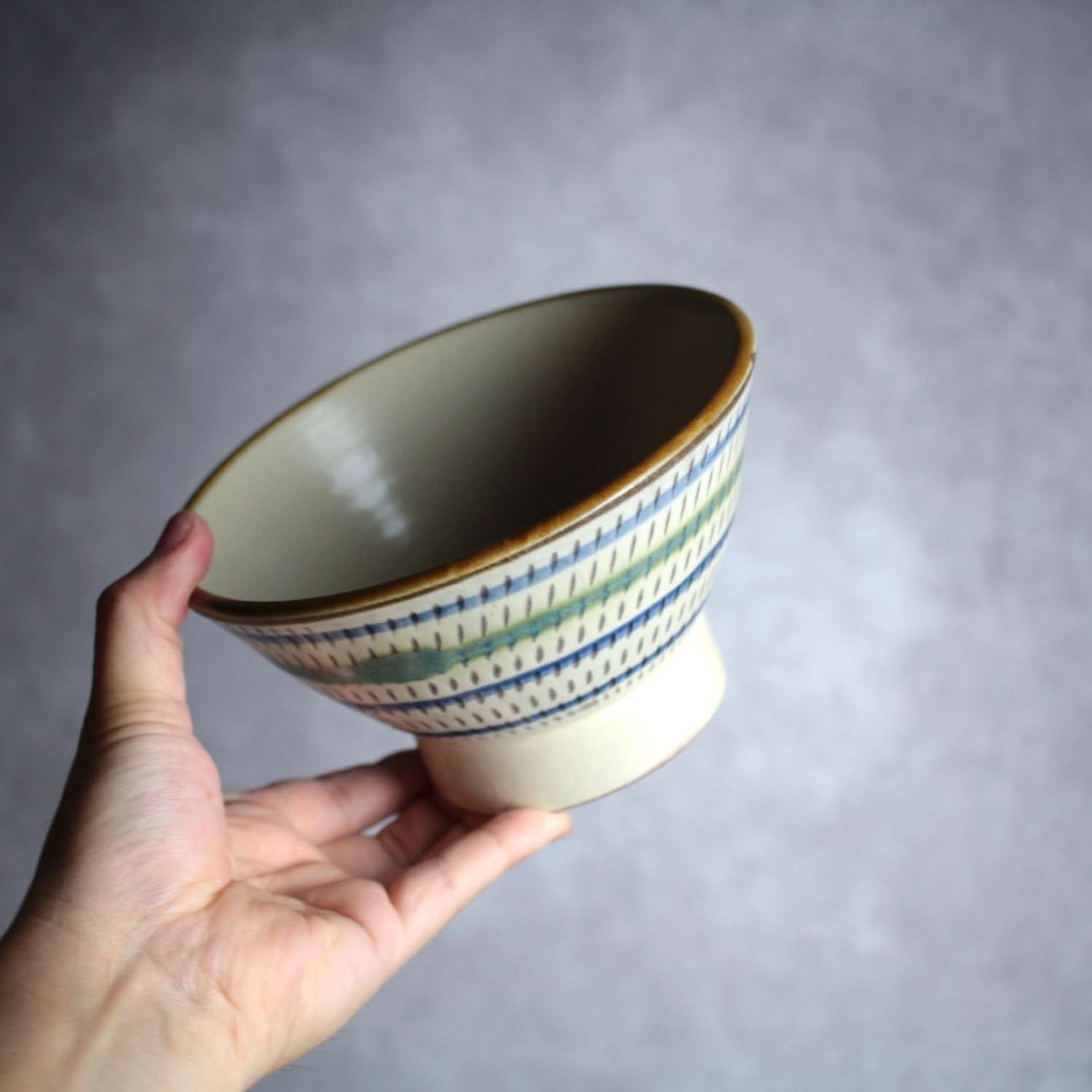 5寸マカイ 緑釉 飛鉋 輪紋 やちむん 陶器 幸陶器 やちむん 陶器.