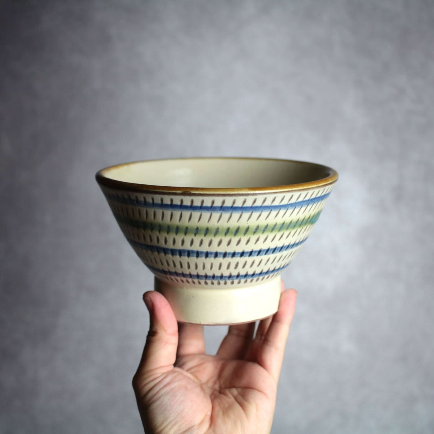 5寸マカイ 緑釉 飛鉋 輪紋 やちむん 陶器 幸陶器 やちむん 陶器.