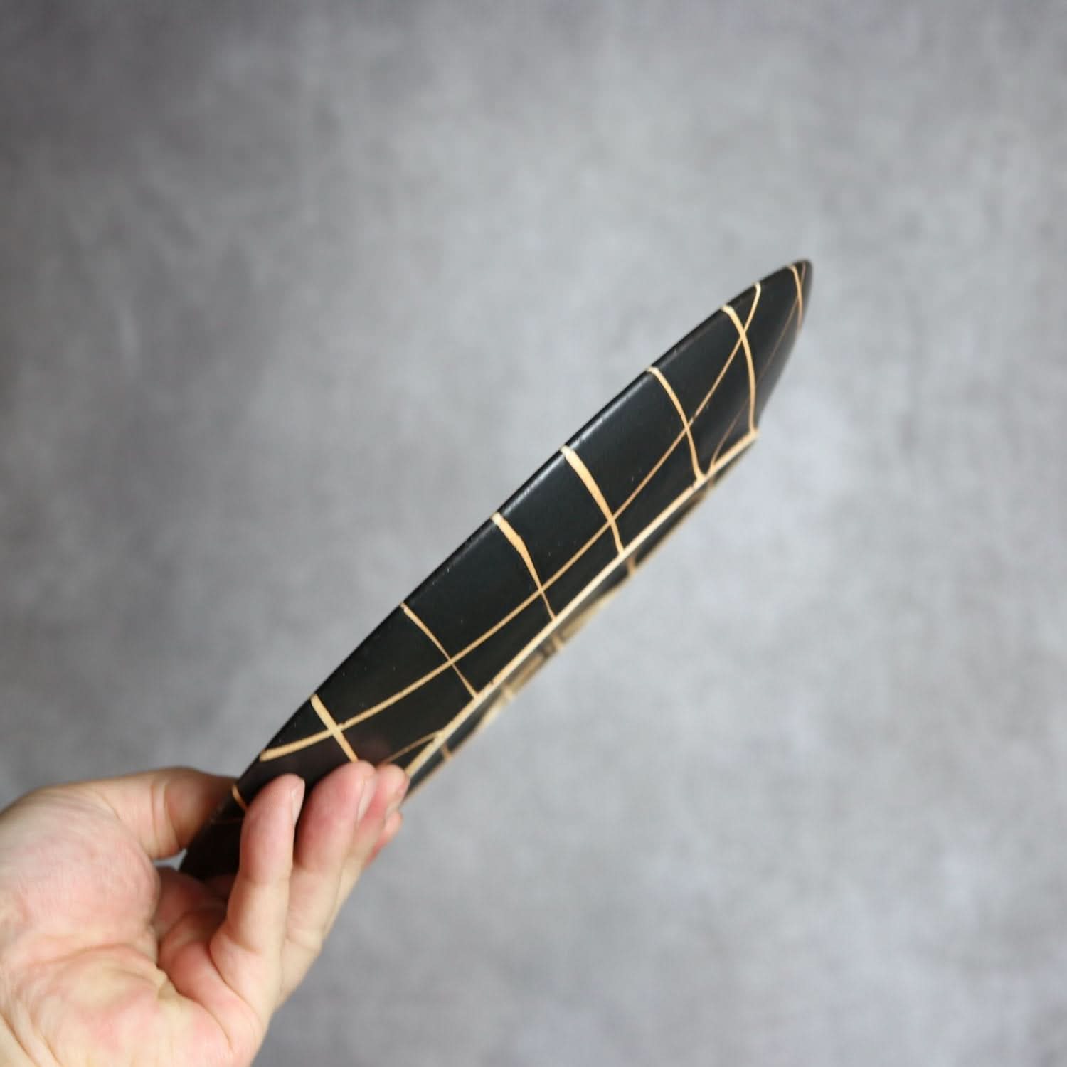 モノクロ皿 大 チェック柄 やちむん 陶器 陶factory509 やちむん 陶器.