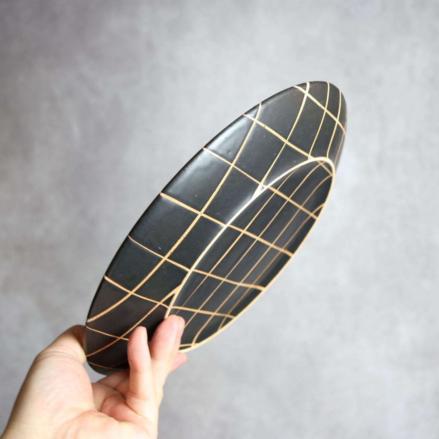 陶factory509 - チェック柄 モノクロ皿(大) - mundasui