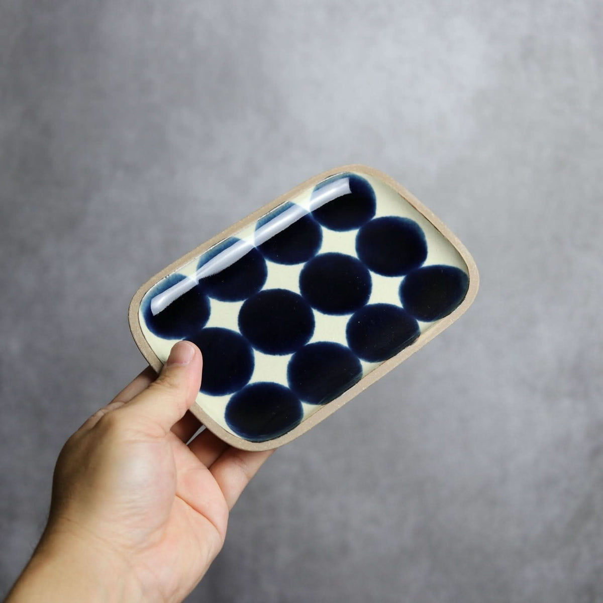呉須丸紋 長角皿(小) やちむん 陶器.