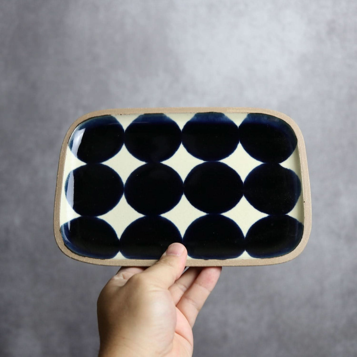 呉須丸紋 長角皿(中) やちむん 陶器.