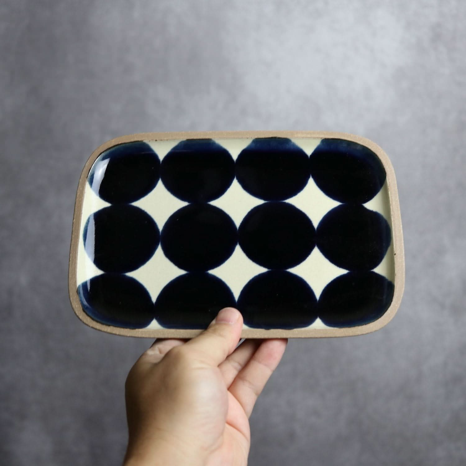 呉須丸紋 長角皿(中) やちむん 陶器.