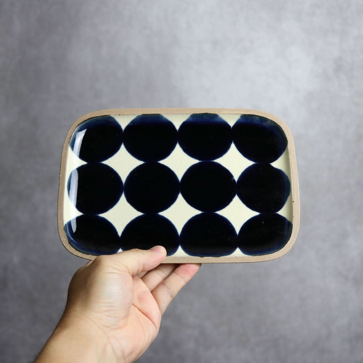 呉須丸紋 長角皿(中) やちむん 陶器.