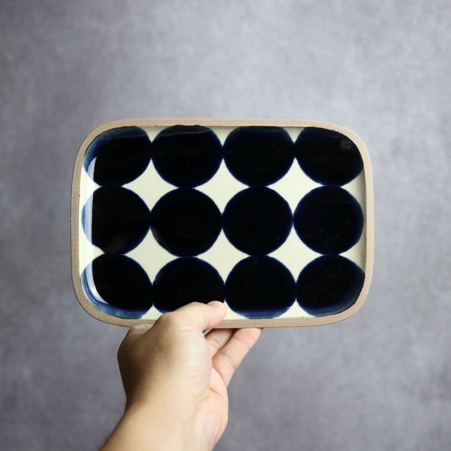 呉須丸紋 長角皿(中) やちむん 陶器.