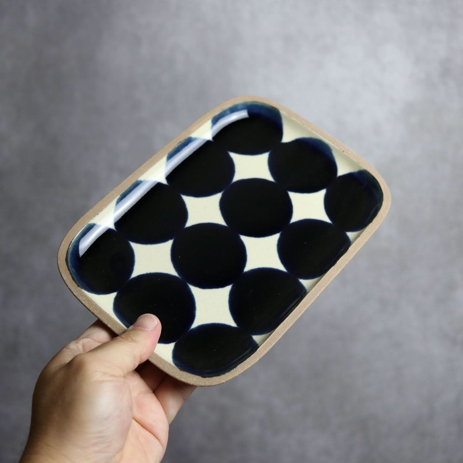 呉須丸紋 長角皿(中) やちむん 陶器.