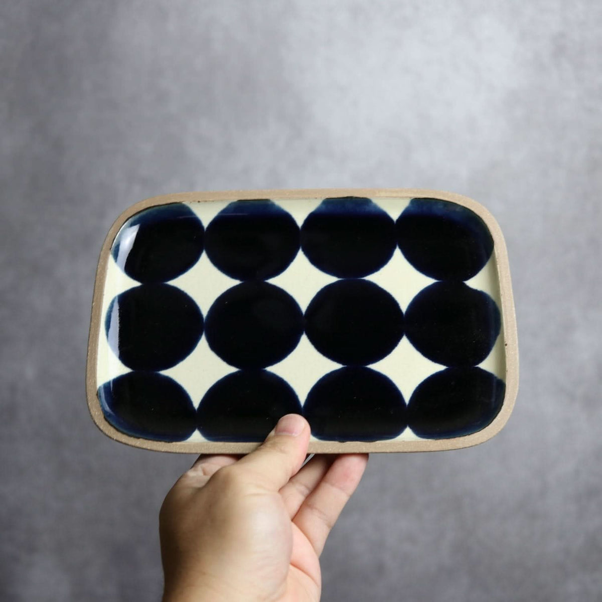 呉須丸紋 長角皿(中) やちむん 陶器.