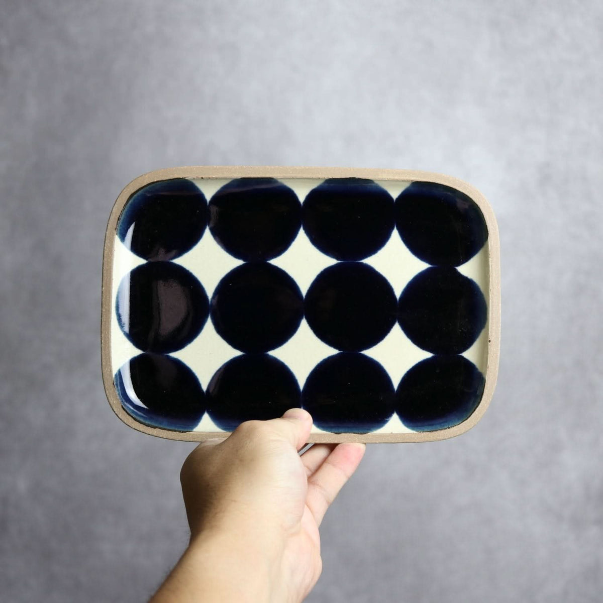 呉須丸紋 長角皿(中) やちむん 陶器.