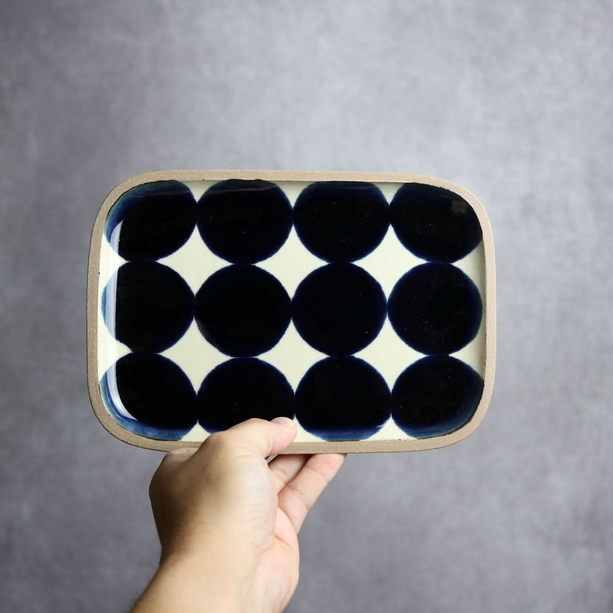 呉須丸紋 長角皿(中) やちむん 陶器.