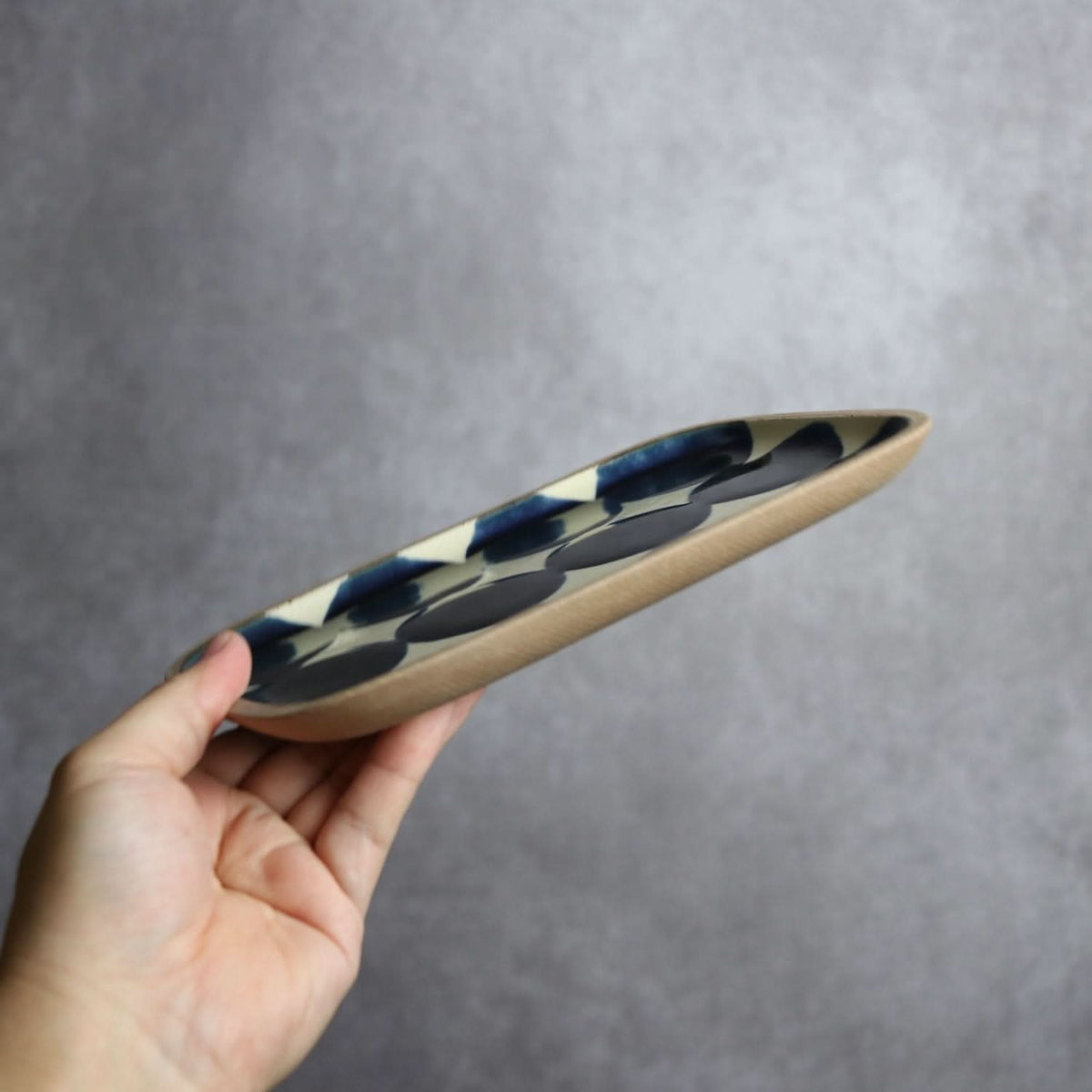 呉須丸紋 長角皿(中) やちむん 陶器.