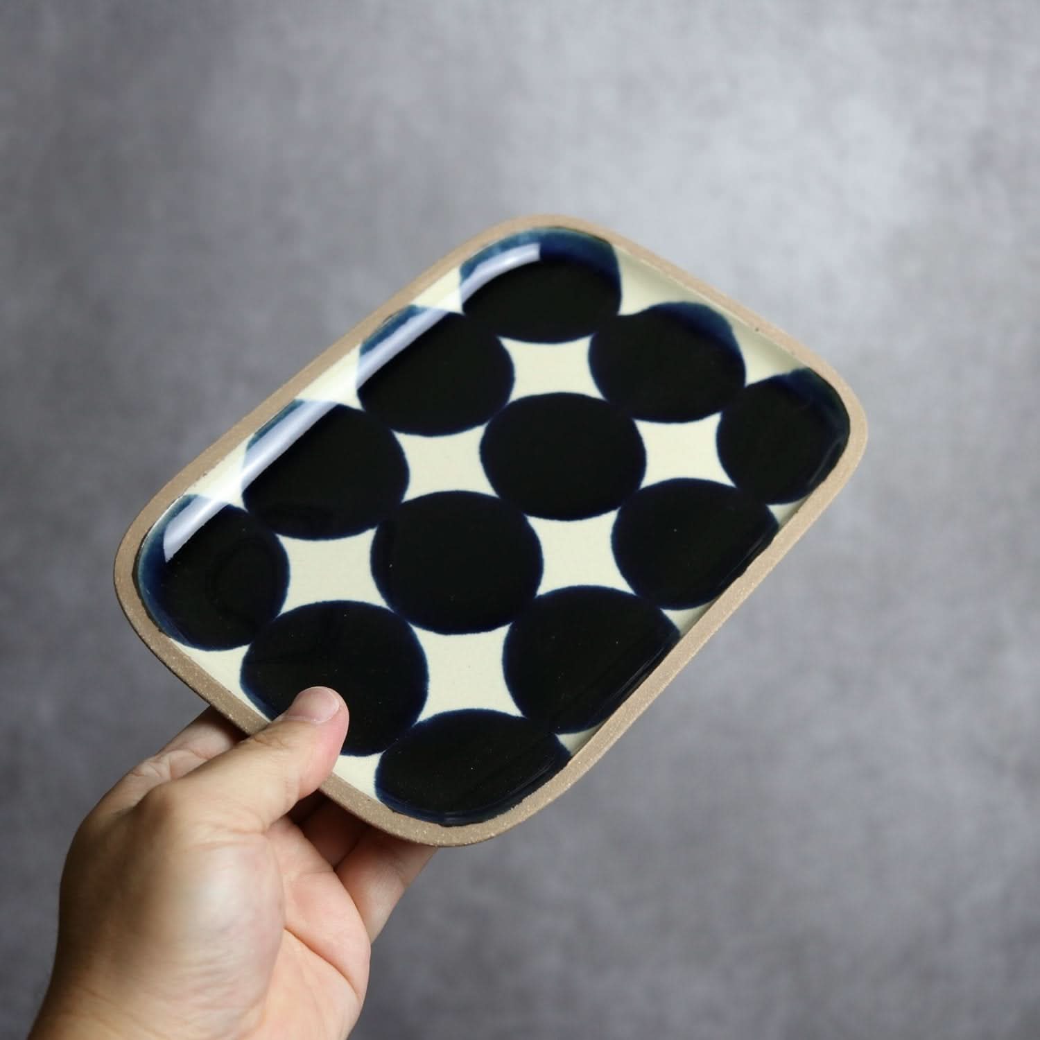 呉須丸紋 長角皿(中) やちむん 陶器.