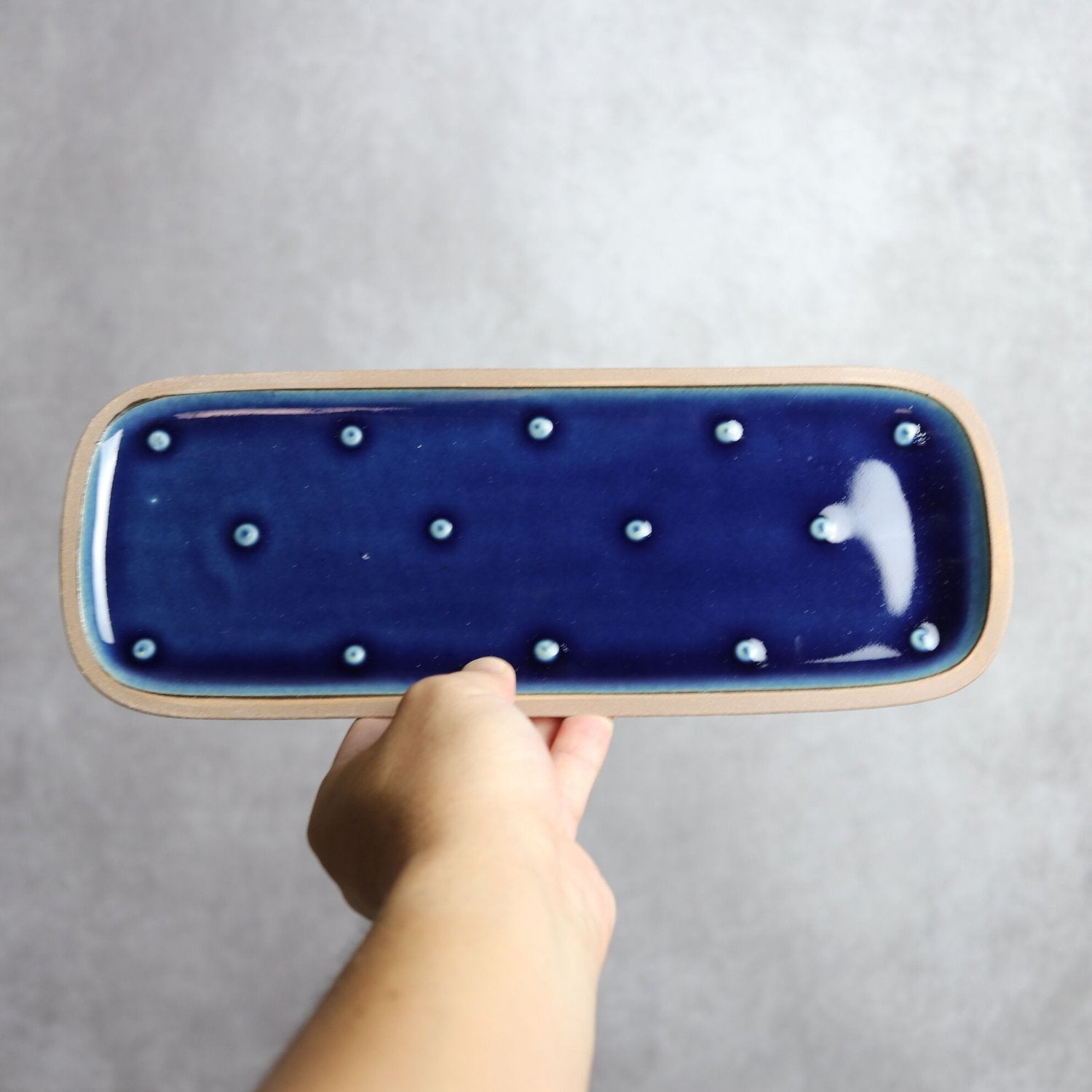 呉須点いっちん 長角皿(長)