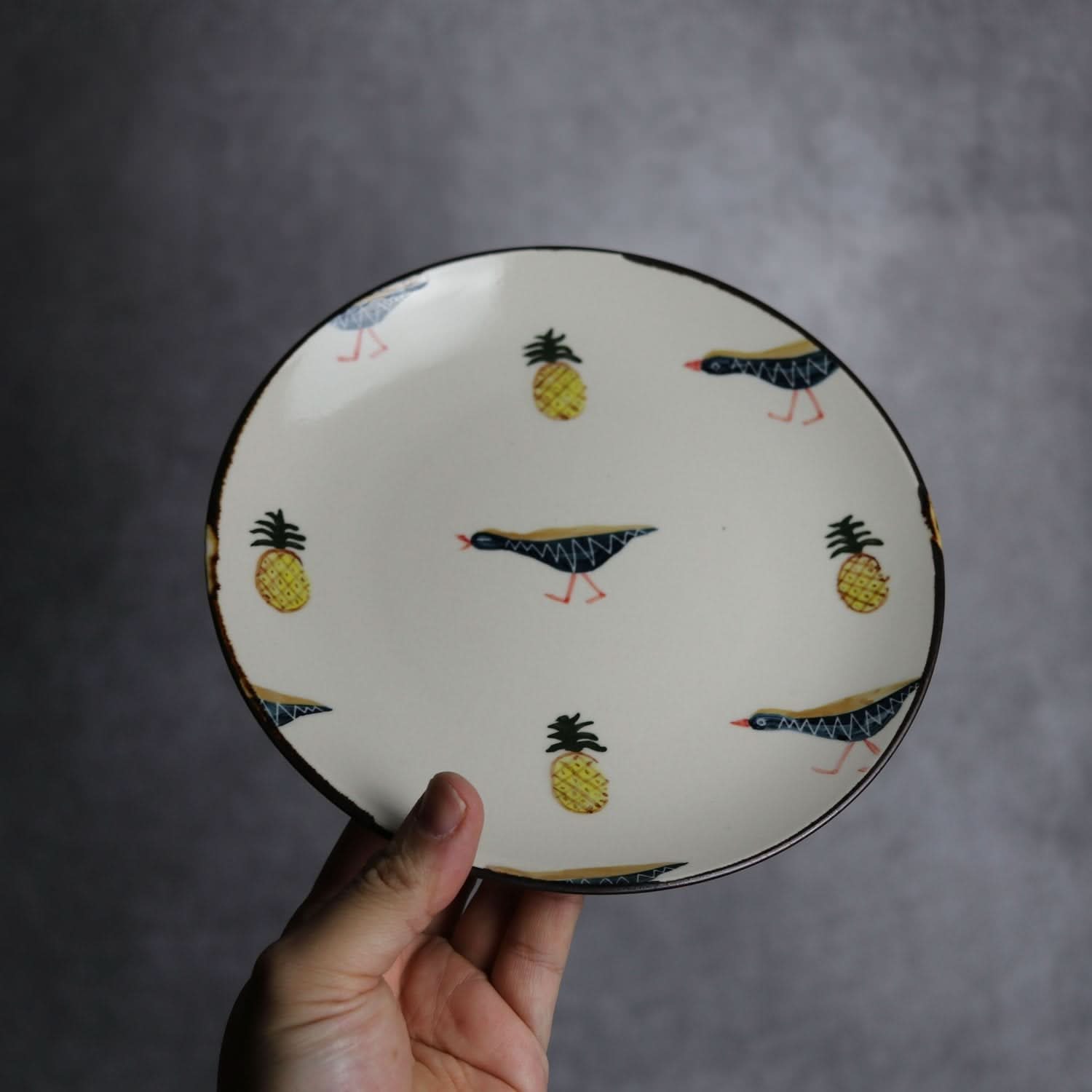 6寸皿 ヤンバルクイナパイン やちむん 陶器 atelier qucchane やちむん 陶器.