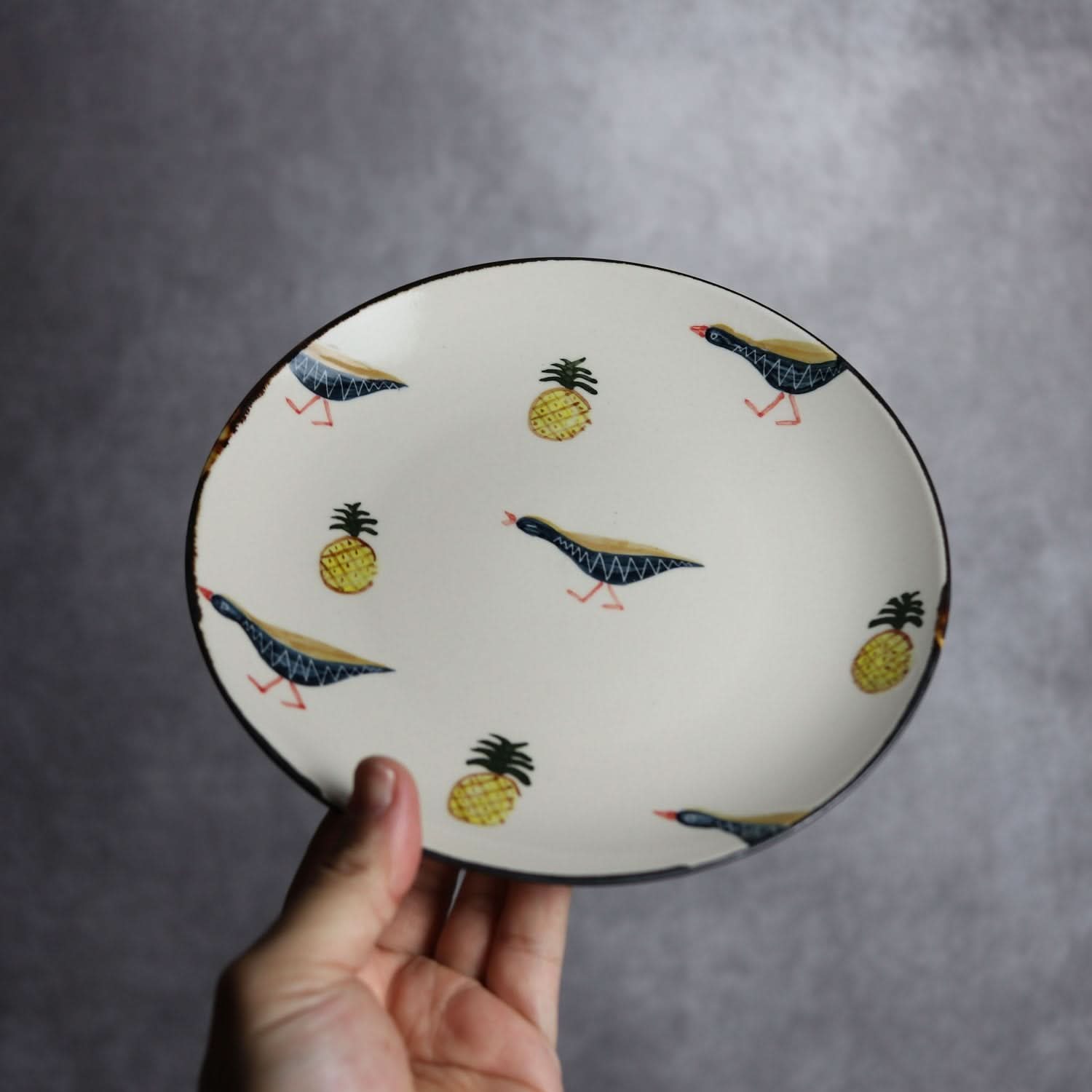 6寸皿 ヤンバルクイナパイン やちむん 陶器 atelier qucchane やちむん 陶器.