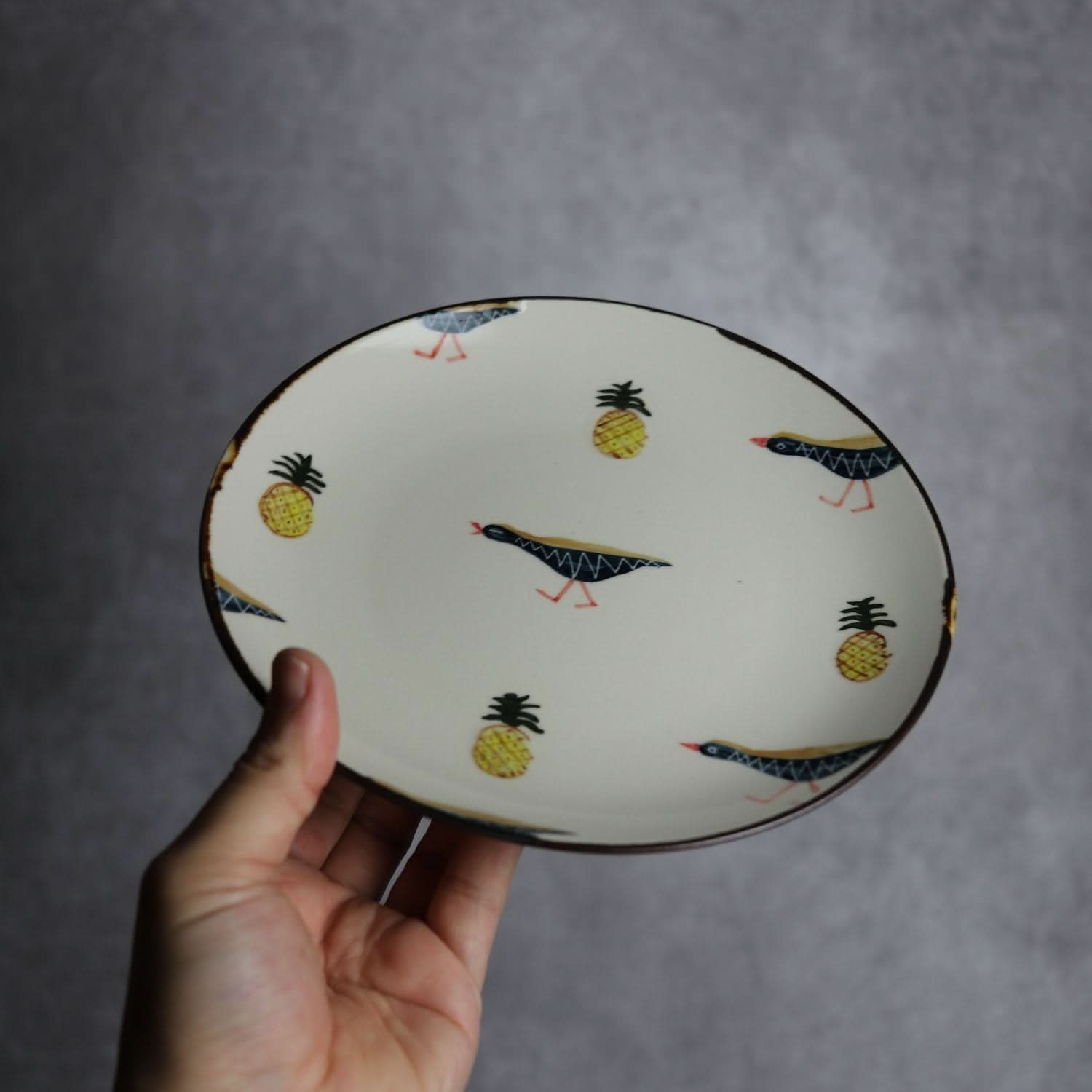 6寸皿 ヤンバルクイナパイン やちむん 陶器 atelier qucchane やちむん 陶器.