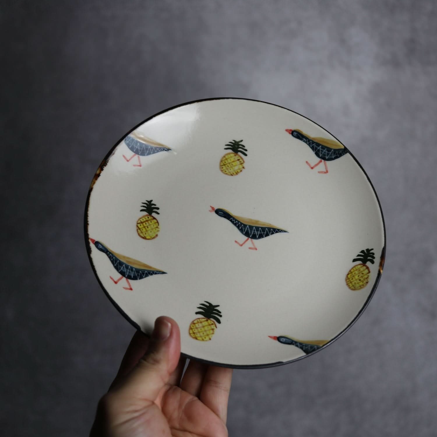 6寸皿 ヤンバルクイナパイン やちむん 陶器 atelier qucchane やちむん 陶器.