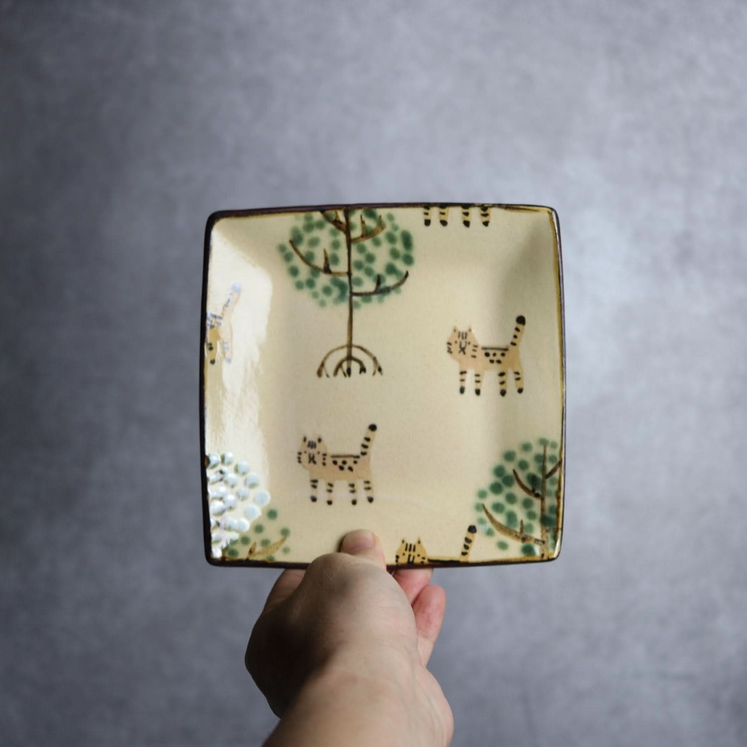 角皿 ヤマネコマングローブ やちむん 陶器 atelier qucchane やちむん 陶器.