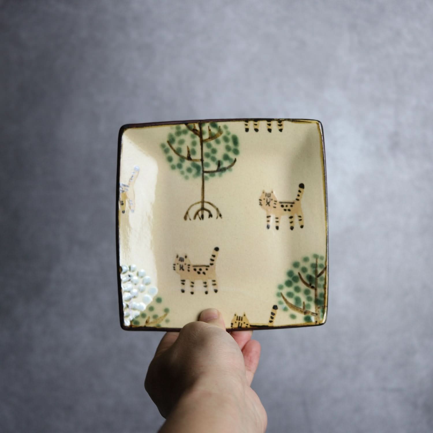 角皿 ヤマネコマングローブ やちむん 陶器 atelier qucchane やちむん 陶器.