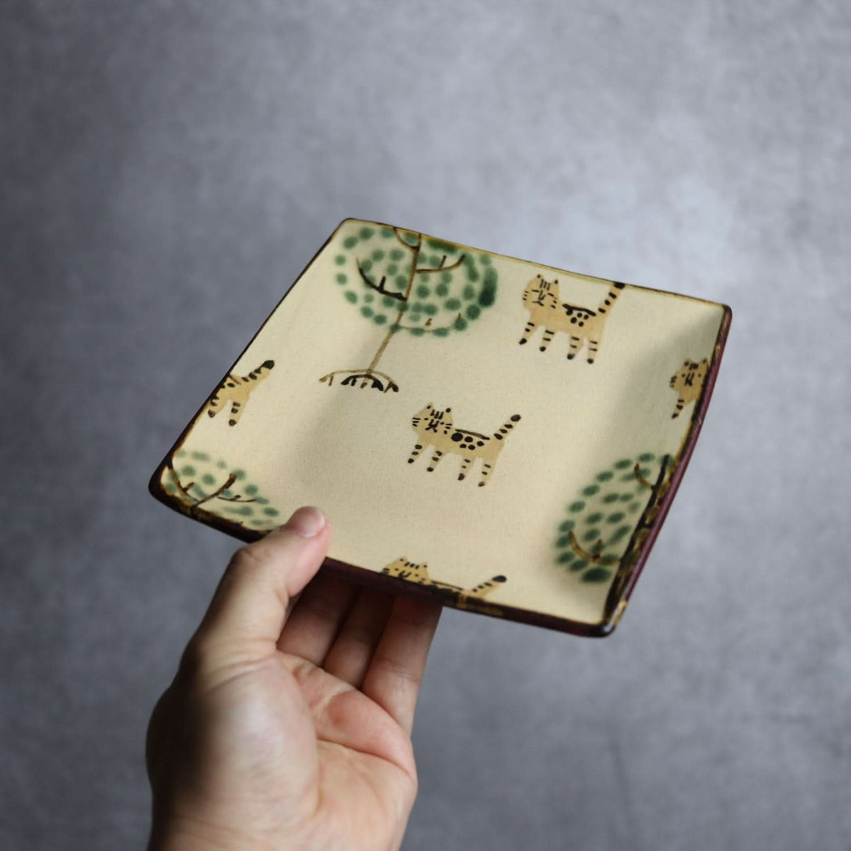 角皿 ヤマネコマングローブ やちむん 陶器 atelier qucchane やちむん 陶器.