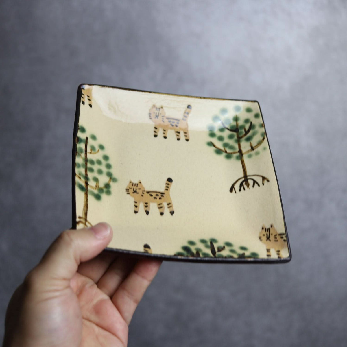 角皿 ヤマネコマングローブ やちむん 陶器 atelier qucchane やちむん 陶器.