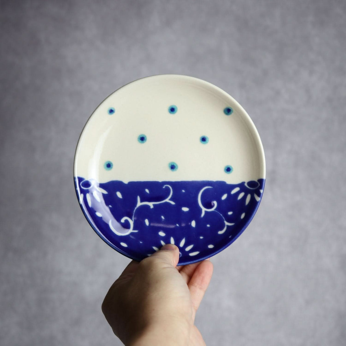 5寸皿 呉須釉 唐草 やちむん 陶器 高江洲陶磁器 やちむん 陶器.