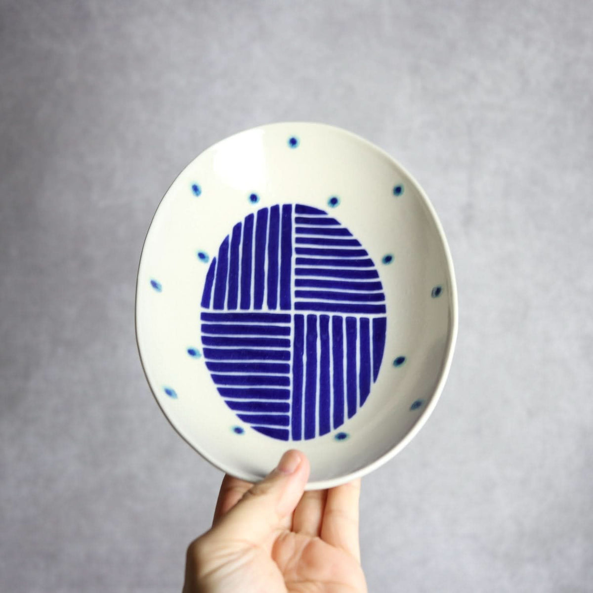 楕円皿 小 呉須釉 ストライプ やちむん 陶器 高江洲陶磁器 やちむん 陶器.