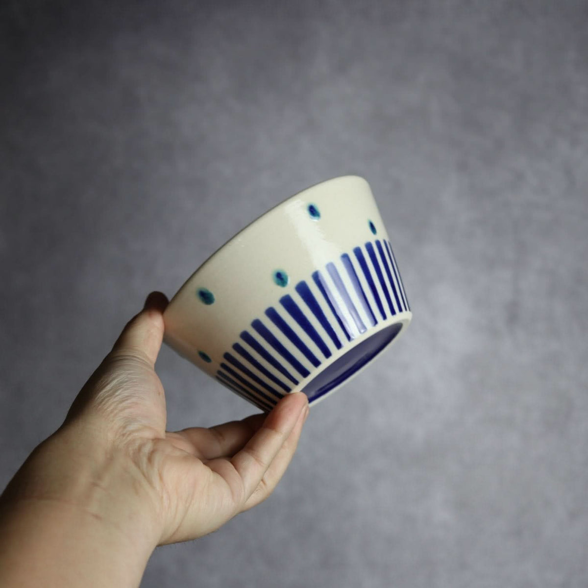 ボウル 呉須釉 ストライプ やちむん 陶器 高江洲陶磁器 やちむん 陶器.