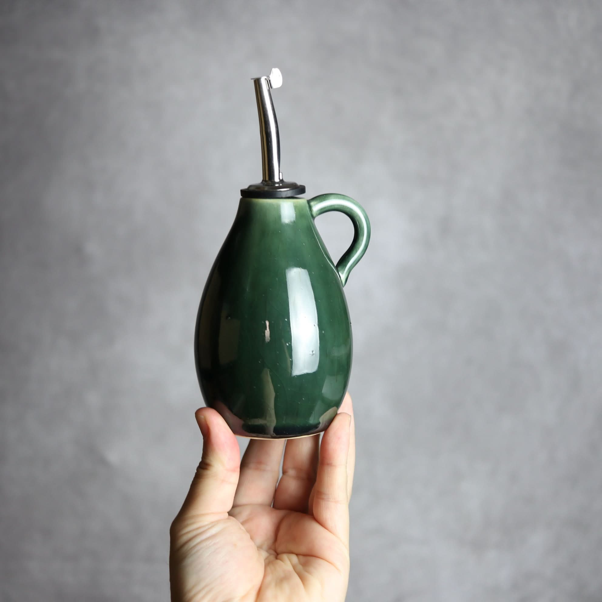 オイルポット1 ダークグリーン やちむん 陶器 cerca やちむん 陶器.