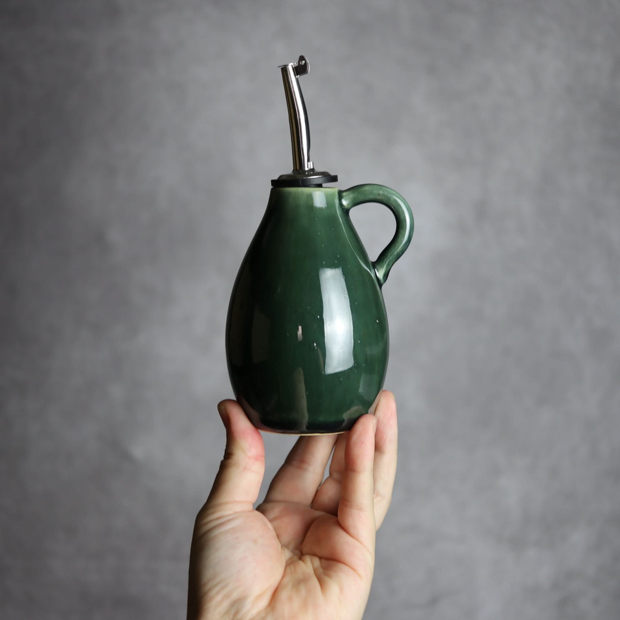 オイルポット1 ダークグリーン やちむん 陶器 cerca やちむん 陶器.