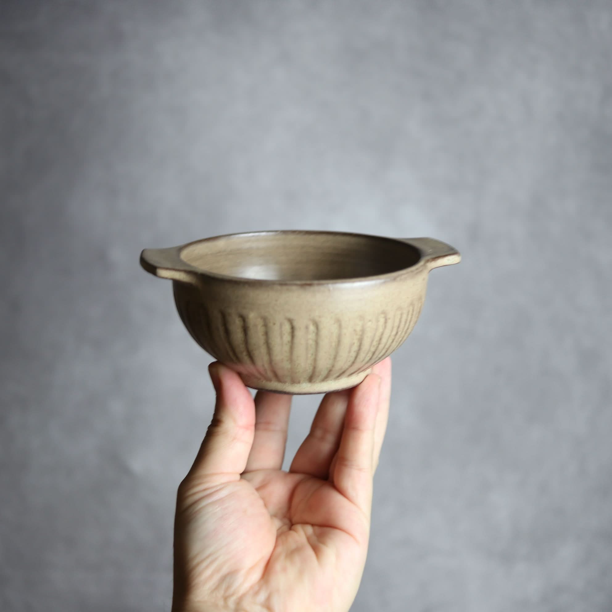 スープボウル1 サンドベージュ 縞 小 やちむん 陶器 cerca やちむん 陶器.